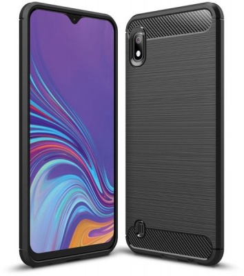 Photo of Tuff Luv Tuff-Luv Brushed Carbon Fiber Style TPU Protective Shockproof Back Cover Case for Samsung Galaxy A40 - Black