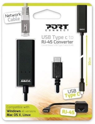 Photo of Port Design USB Type-C to Network RJ45 Adapter - Black