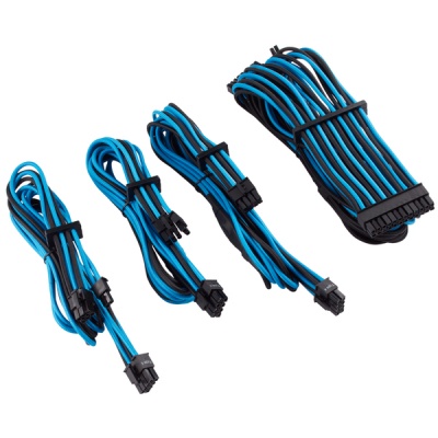 Photo of Corsair Premium Individually Sleeved Blue/Black PSU Cable Kit Starter Package