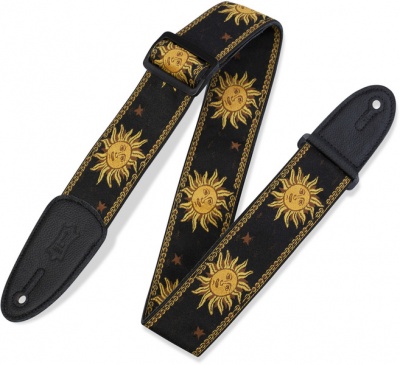 Photo of Levys MPJG-SUN-BLK Print Series 2" Jacquard Weave Guitar Strap with Garment Leather Backing