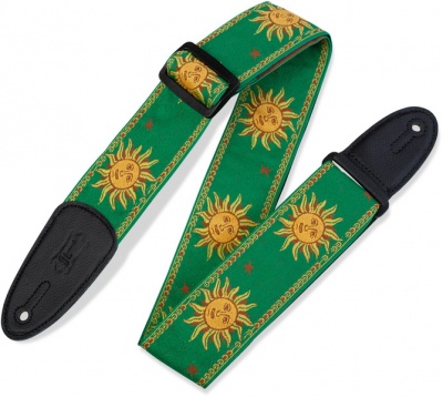 Photo of Levys MPJG-SUN-GRN Print Series 2" Jacquard Weave Guitar Strap with Garment Leather Backing