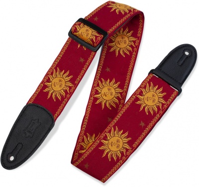 Photo of Levys MPJG-SUN-RED Print Series 2" acquard Weave Guitar Strap with Garment Leather Backing