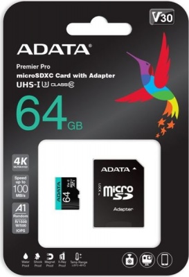 Photo of ADATA - 64GB Premier Pro microSDXC/SDHC UHS-I U3 Class 10 with Adapter Memory Card