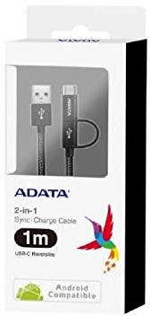 Photo of ADATA Micro USB/USB-C 2.0 Sync Charge Cable 2-in-1 100cm - Black