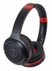 Audio Technica ATH-S200BT-BRD Wireless On-Ear Headphones with Microphone - Red and Black Photo