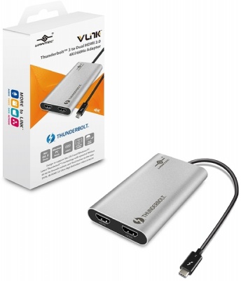 Photo of Vantec Vantect Thunderbolt 3 to Dual HDMI 2.0 4K 60Hz Adapter - Silver