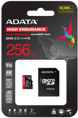 Photo of ADATA - High Endurance 256GB UHS-I U3 V30 A2 Class 10 Micro SDXC Memory Card