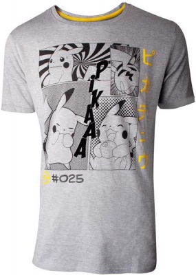 PokÃ©mon Manga Pikachu Profile Mens T Shirt Heather Grey