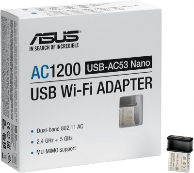 Photo of ASUS USB-AC53 Nano AC1200 Dual-Band USB Wi-Fi Adapter - Black