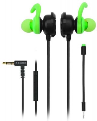 Photo of T Dagger T-Dagger Alps 120cm Dual Mic In-Ear Gaming Headset - Black and Green