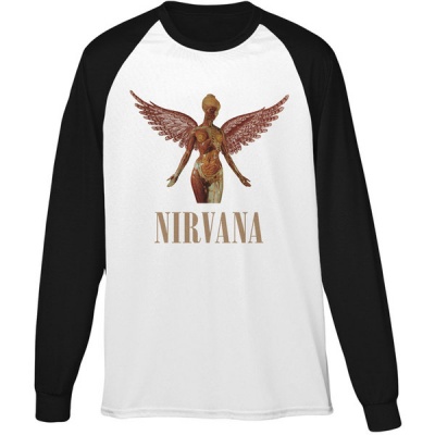 Photo of Nirvana - Triangle In Utero Men's Raglan Shirt - White/Black