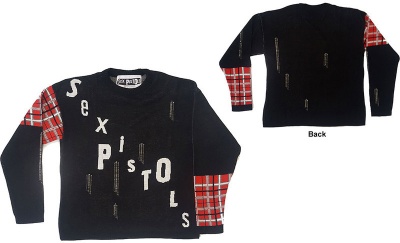 Photo of Sex Pistols - Distressed Tartan Logo Men's Sweatshirts - Black