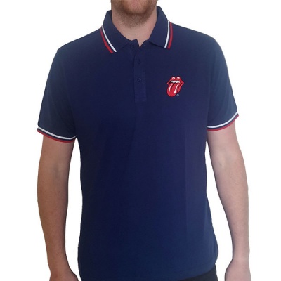 Photo of The Rolling Stones - Classic Tongue Unisex Polo T-Shirt - Navy