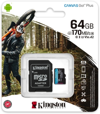 Photo of Kingston Technology - 128GB microSDXC Canvas Go Plus 170MB/s Read UHS-I C10 U3 V30 A2/A1 Memory Card Adapter