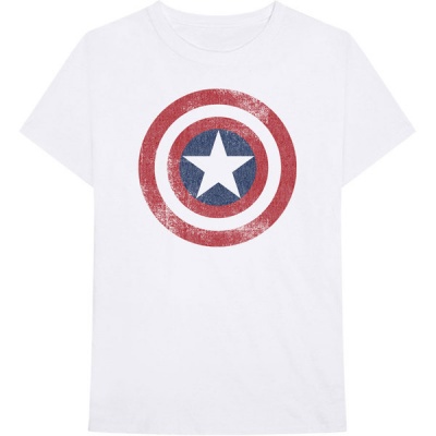 Photo of Marvel - Captain America Distress Shield Unisex T-Shirt - White