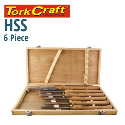 Photo of Tork Craft Chisel Set Wood Turning Hss 6 Piece Wooden Case