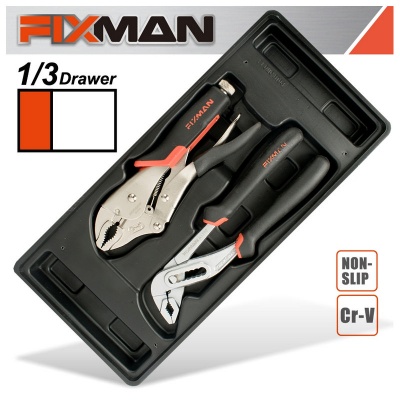 Photo of Fixman Tray 2 Piece Plier Set Groove Joint Pliers 10" And Lock Grip Pl