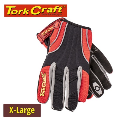 Photo of Tork Craft Mechanics Glove X Large Synthetic Leather Reinforced Palm Spandex Red