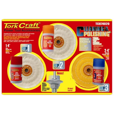Photo of Tork Craft Cleaning & Polishing Kit - Soft Metals C/W 12.5mm Arbor