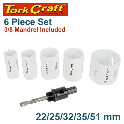 Photo of Tork Craft Hole Saw Set 6 piecese Bi-Metal