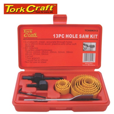 Photo of Tork Craft Holesaw Set 13 piecese In Case Carbon Steel