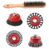 Tork Craft Wire Brush Angle Grinder Kit M14 Crimped & Knotted Set 5 piecese Hand Brush Photo