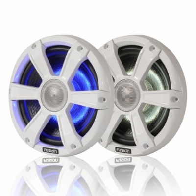 Photo of Fusion Signature 7.7" 280 Watt White Sports Grill Speakers with Blue/White LED lighting