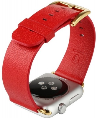 Photo of Tuff Luv Tuff-Luv Classic Buckle and Genuine Leather Watchband for Apple Watch 42mm - Red