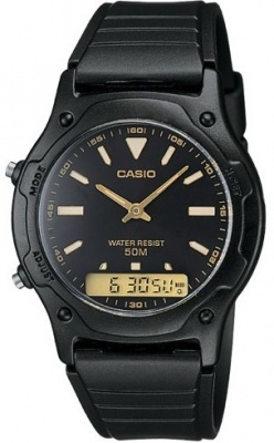 Photo of Casio Retro AW-49HE-1AVUDF Analog and Digital Watch - Black and Gold