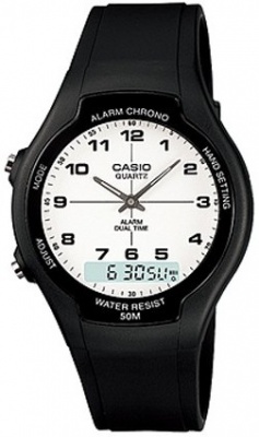 Photo of Casio Retro AW-90H Analog and Digital Watch - Black and Blue