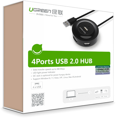 Photo of Ugreen 4-Port USB 2.0 Hub - Black