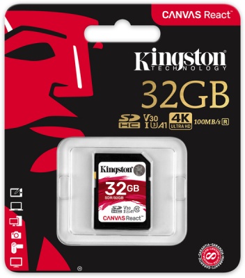 Photo of Kingston Technology - SD Canvas React 32GB SDHC UHS-I U3 Memory Card