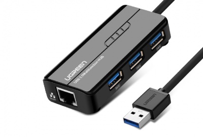Photo of Ugreen 3-Port USB 3.0 Hub with Ethernet Input - Black