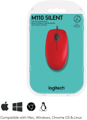 Photo of Logitech - M110 Wired Mouse - Red