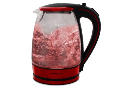 Photo of Mellerware Kettle 360 Degree Cordless Glass Red 1.8L 2200W Azure