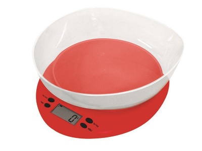 Casa Plastic Kitchen Scale With Bowl Red