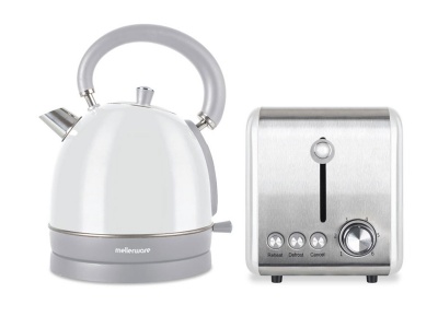 Photo of Mellerware Pack 2 Piece Set Stainless Steel White Kettle And Toaster Chiffon