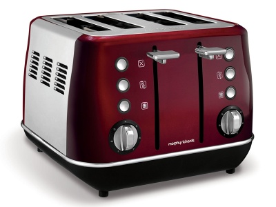 Morphy Richards Toaster 4 Slice Stainless Steel Red 1800W Evoke