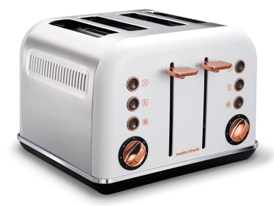 Photo of Morphy Richards Toaster 4 Slice Stainless Steel White 1800W Accents Rose Gold