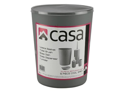 Photo of Casa 5 piecese Plastic Bathroom Set-Cool Grey