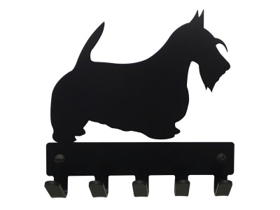 Photo of Eboy Steel Scottish Terrier Key Rack & Leash Hanger 5 Hooks V1 - Black