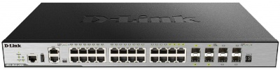 Photo of D Link D-Link 20 10/100/1000BASE-T ports 4 Combo 10/100/1000BASE-T/SFP ports 4 10GbE SFP ports L3 Stackable Managed