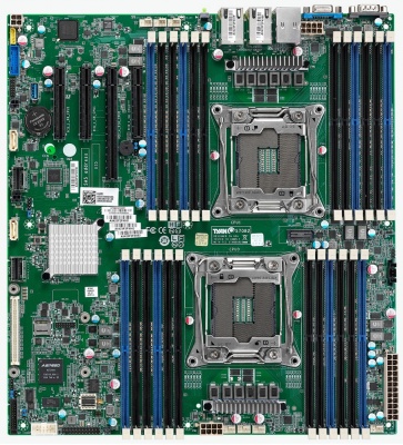 Photo of Tyan S7082GM4NR Mainstream 2S Grantley-EP server board with highest memory footprint