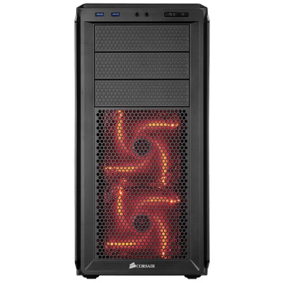 Photo of Corsair CC-9011036 graphite 230T - all blacK with red led no psu 2x usb 3.0 audio in/out - 3x 5.25 4x 3.5/2.5 hidden - PC case
