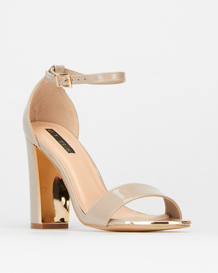 Legit Gold Toe Cap & Heel Insert Block Heel Taupe | R299.00 | Women's Shoes